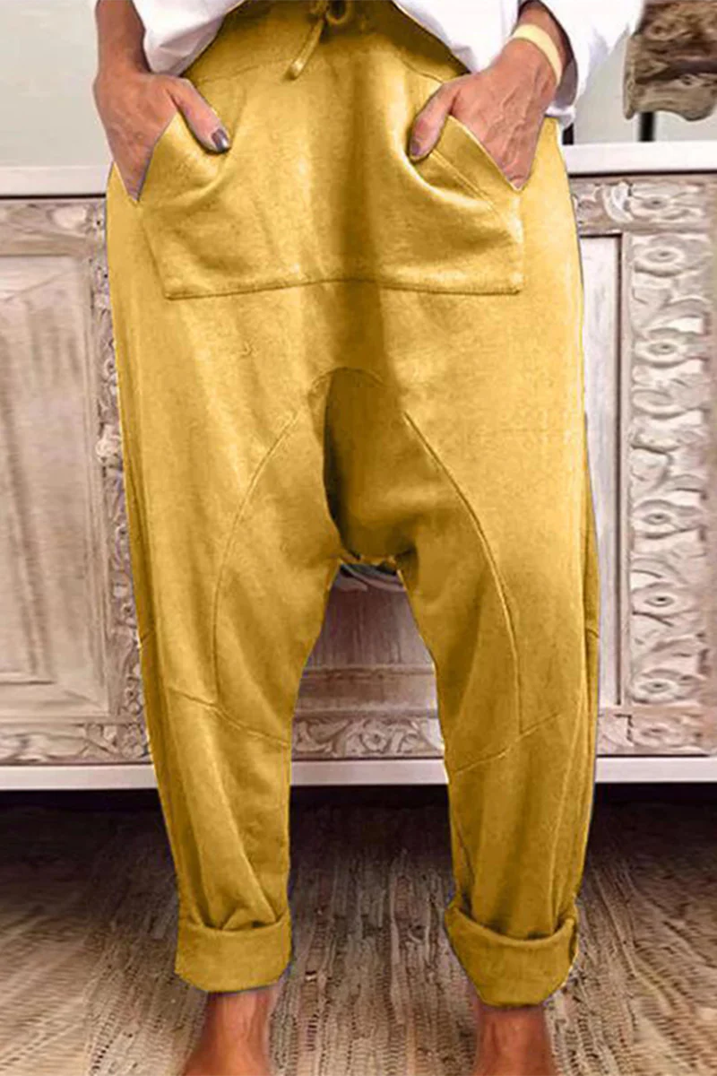 Casual Solid Draw String Pocket Loose Harlan Solid Color Bottoms(4 Colors) - Deanwangkt