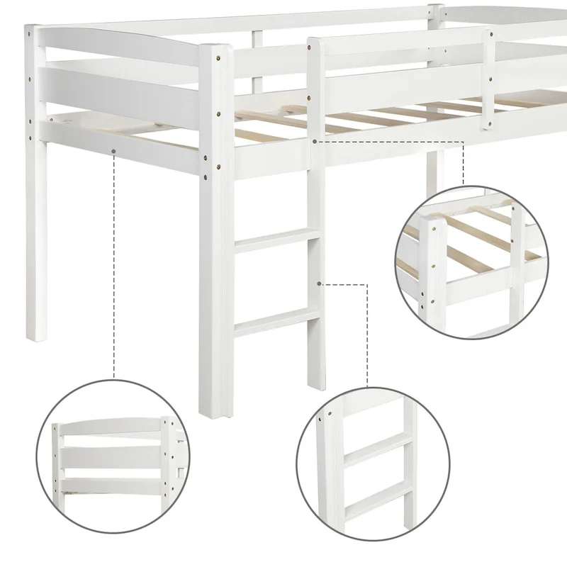 Wood Loft Bed Low Loft Beds with Ladder
