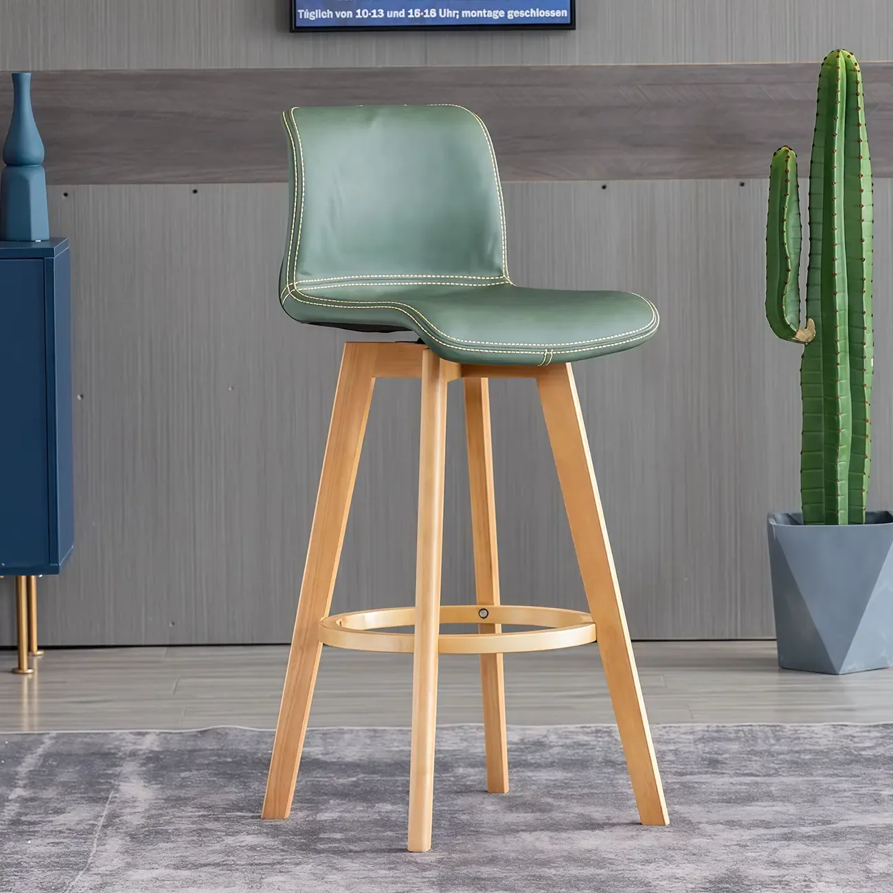 Saddle Leather Counter Height Low Back Swivel Bar Stools