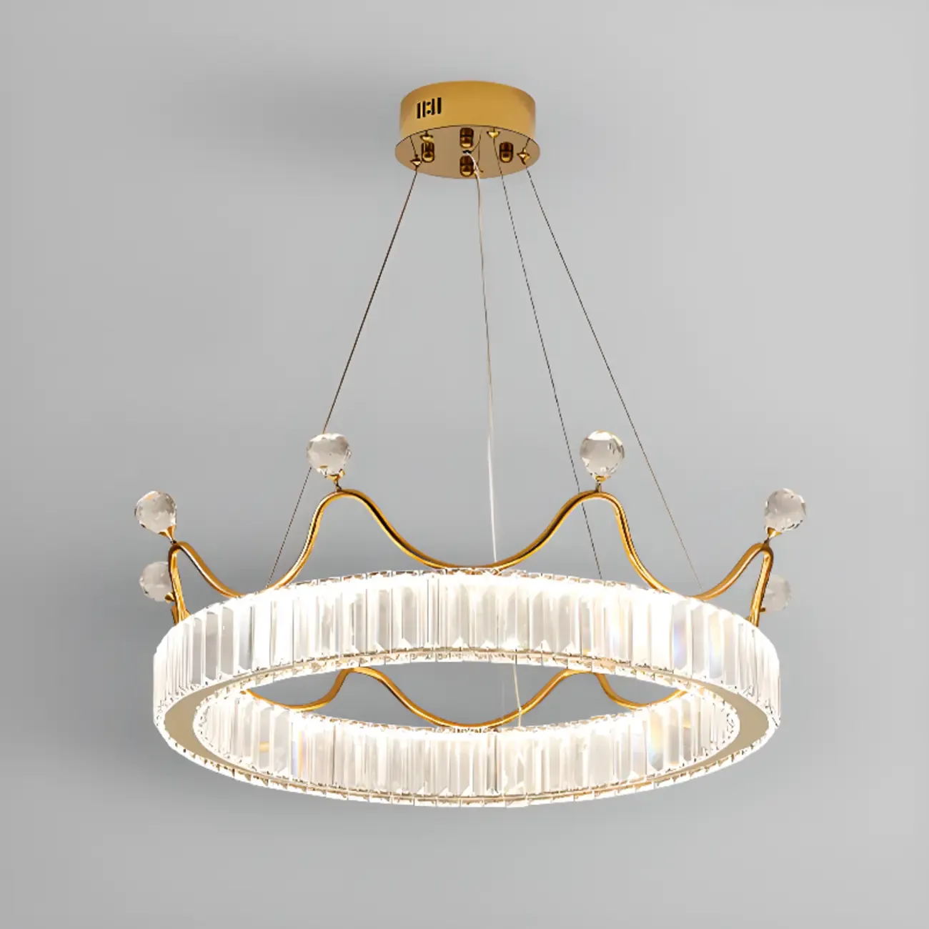 Elegant LED Golden Crown Shape Crystal Chandelier