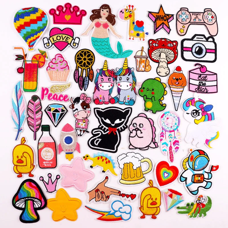 HULIANFU Mushroom Applique Embroidered Patches On Kids Clothes DIY Iron On Patches Cartoon Patches For Clothing Stickers Animal Badges - Deanwangkt