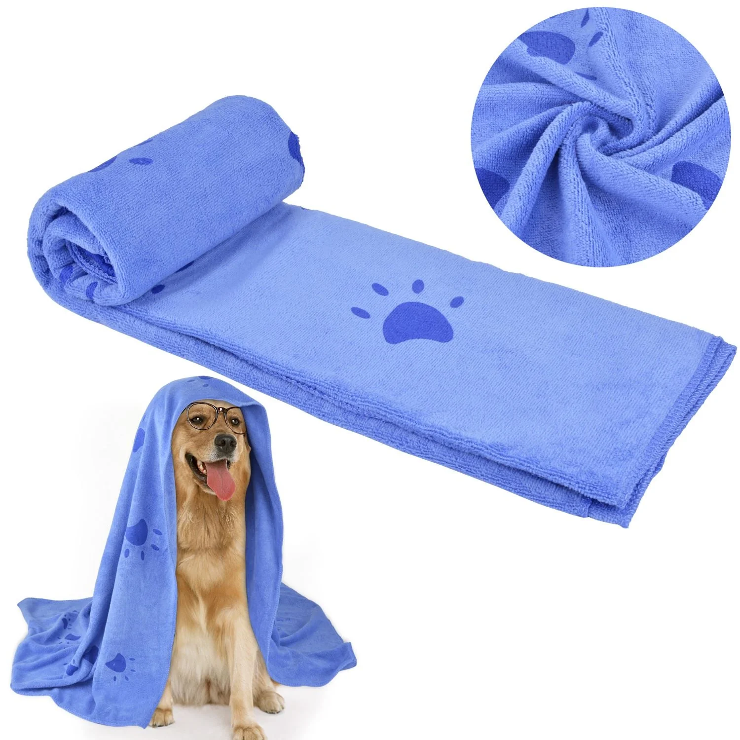 HULIANFU Legendog 1pcs Pet Bath Towel Footprint Printed Oversized Microfiber Towel Strong Absorbing Water Dog Bath Dry Towel Pet Supplies - Deanwangkt