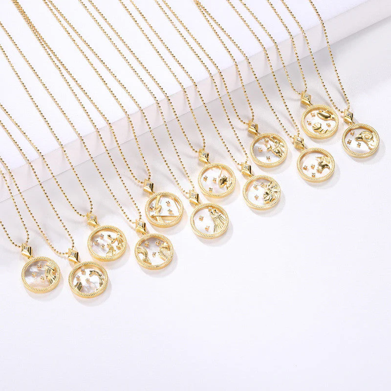 hulianfu Fashion Solid Zodiac Necklace - Deanwangkt