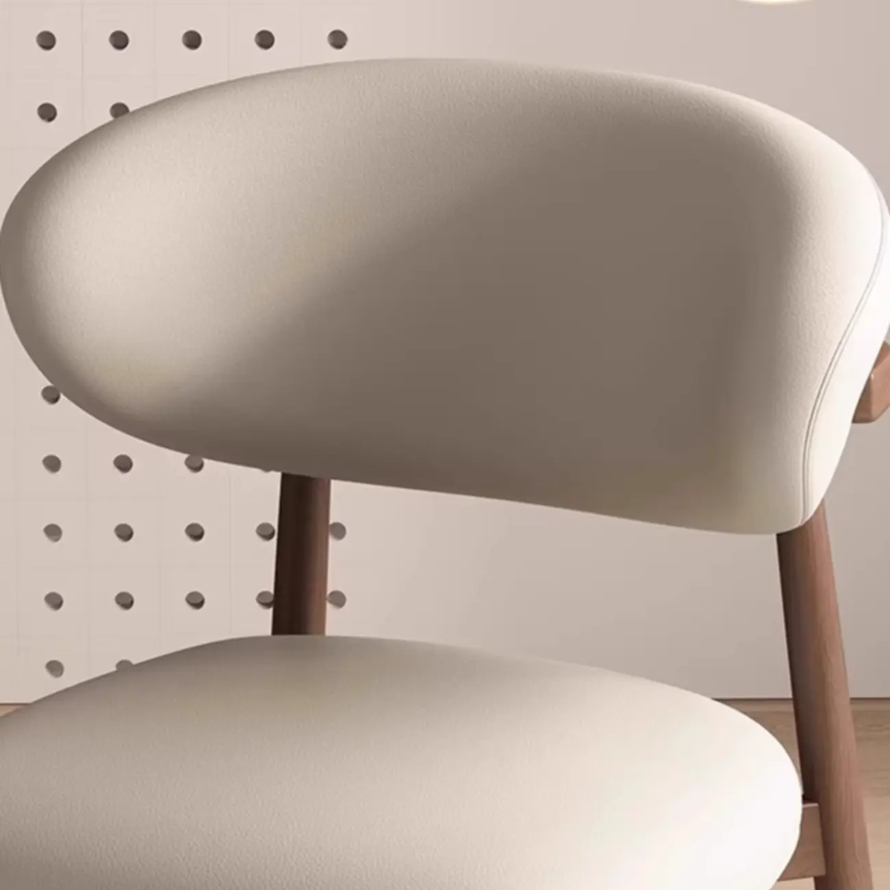 Modern Leather Wood Dining Chair Set of 2