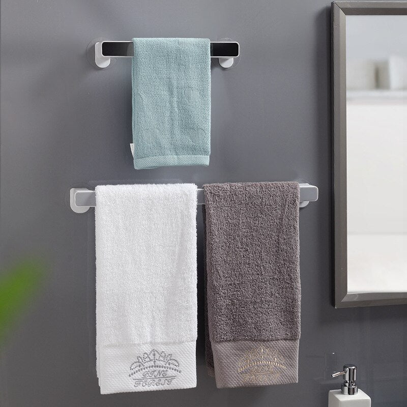 HULIANFU Single Towel Bars Wall Mounted Bathroom Towel Hanger No Drilling Holder Self-adhesive Towel Rack Bathroom Kitchen Accessories - Deanwangkt