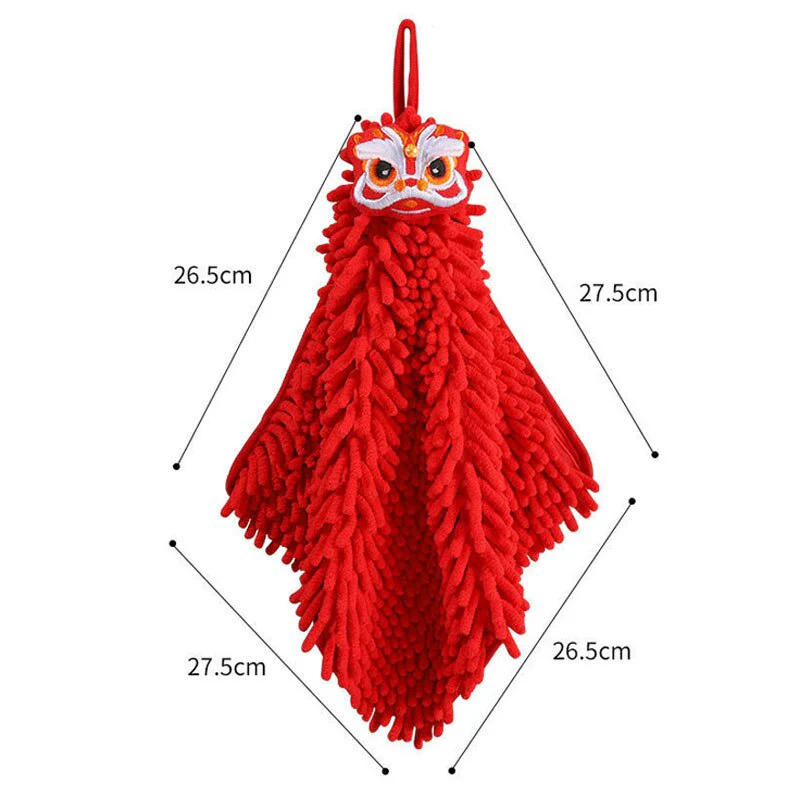 HULIANFU Red Chenille Soft Hand Towel Chinese Style Quick-Dry Absorbent Cartoon Wipe Handkerchief for Home Bathroom Embroidery Towels - Deanwangkt