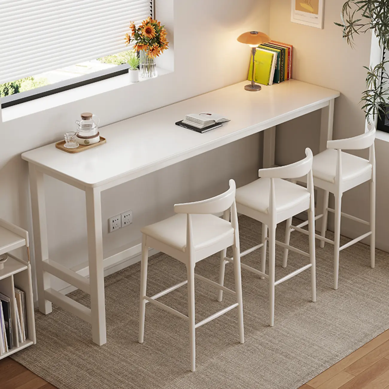 Modern Rubberwood Bar Tables with Trestle Base