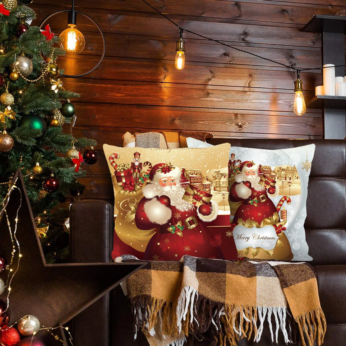 HULIANFU Santa pillowcase Happy New Year 2026  Xmas Gifts  Christmas Decor For Home Merry Christmas Ornament Navidad Natal Xmas Gifts - Deanwangkt