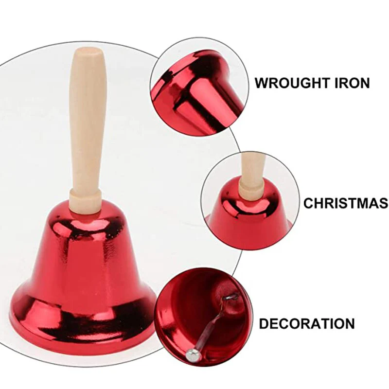 HULIANFU 2026  Christmas Hand Bell Santa Claus Jingle Bells  Gold Silver  School Handbell Restaurant Call Bell Service Supplies Xmas Decoration - Deanwangkt