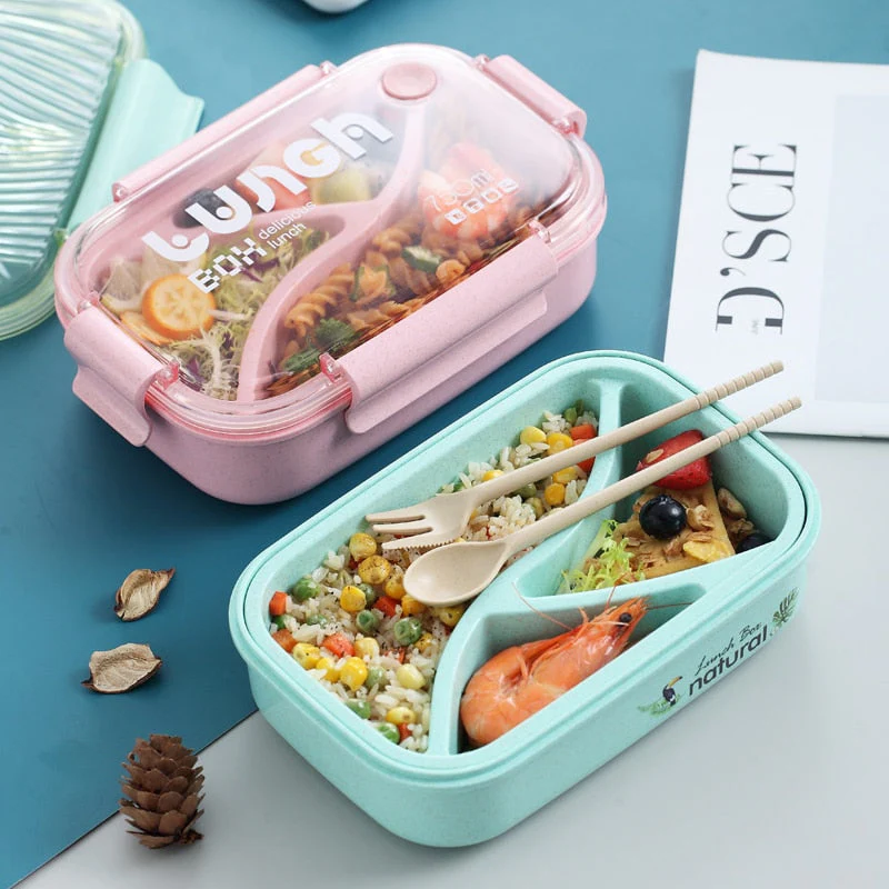 HULIANFU TUUTH Microwave Lunch Box Wheat Straw Bento Box 750ML BPA Free Food Storage Container with Soup Cup - Deanwangkt
