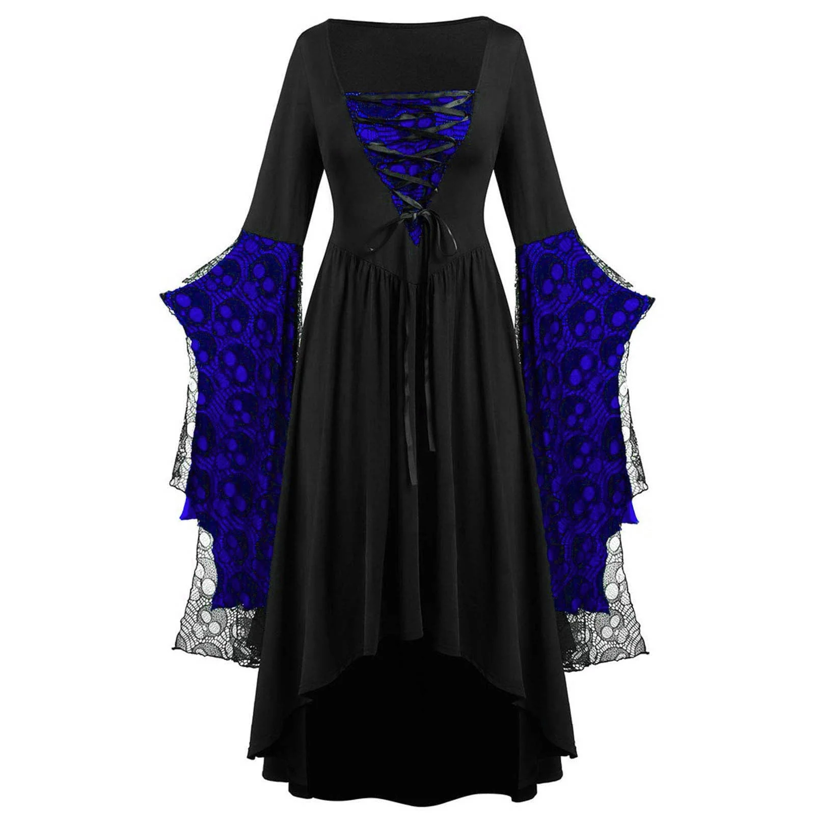 hulianfu Halloween Cosplay Forest Fairy Elf Elven Costume Medieval Renaissance Pagan Celtic Gothic Dress Women Maxi Gown Outfit Plus Size - Deanwangkt