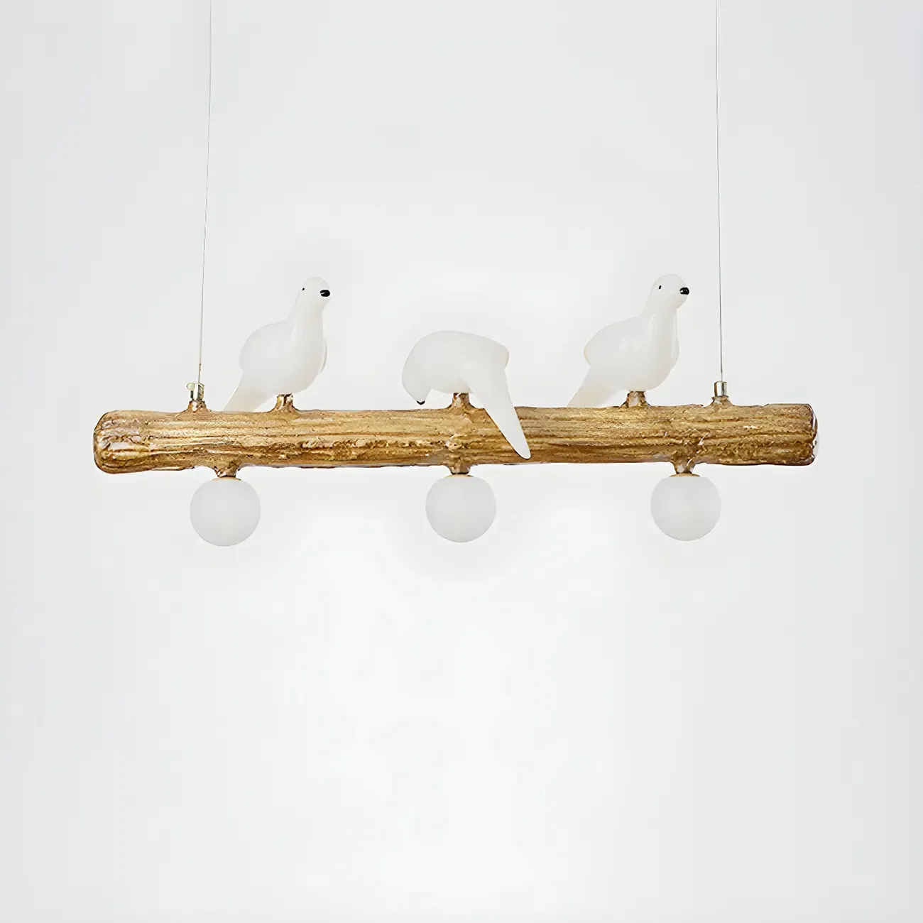 Rustic Wood LED Bird Island Chandelier