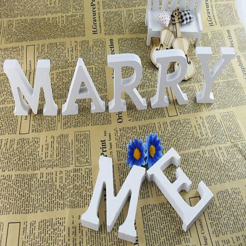 HULIANFU White Wood Letter Alphabet DIY Personalised Name Design Art Crafts Free Standing Xmas Birthday Wedding Party Home Decoration - Deanwangkt