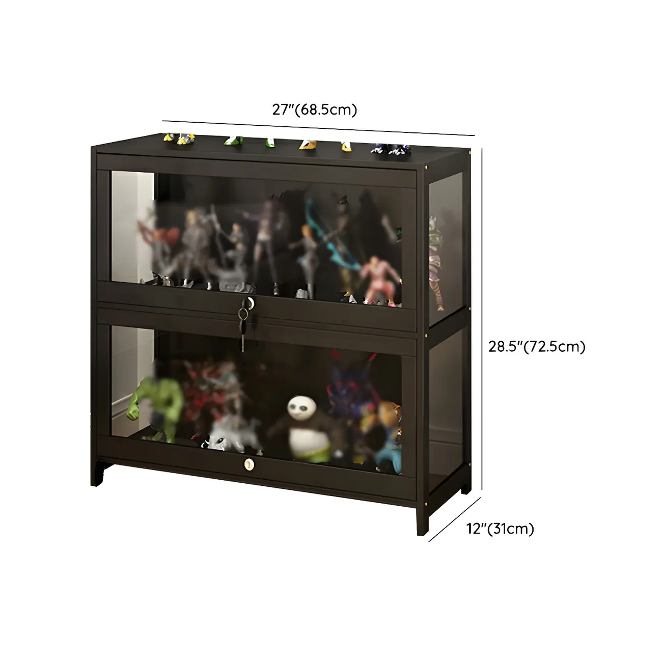 Living Room Modern Black Glass Figurine Display Cabinet