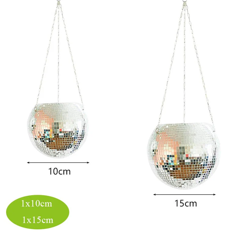 HULIANFU Retro Disco Ball Planter Basket Round Mirror Hanging Pot flower pot Wall Planter Pot Hangin Vase Desktop Decoration Balcony Vase - Deanwangkt