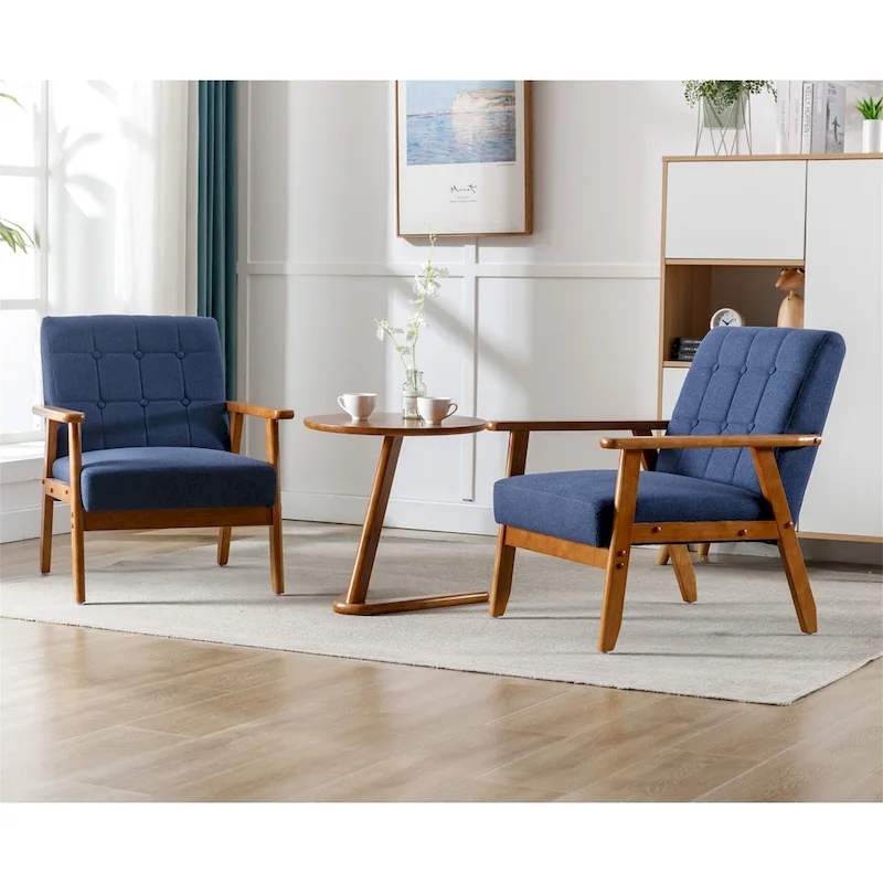 Mid Century Modern Accent Chairs Set of 2 with Side Table