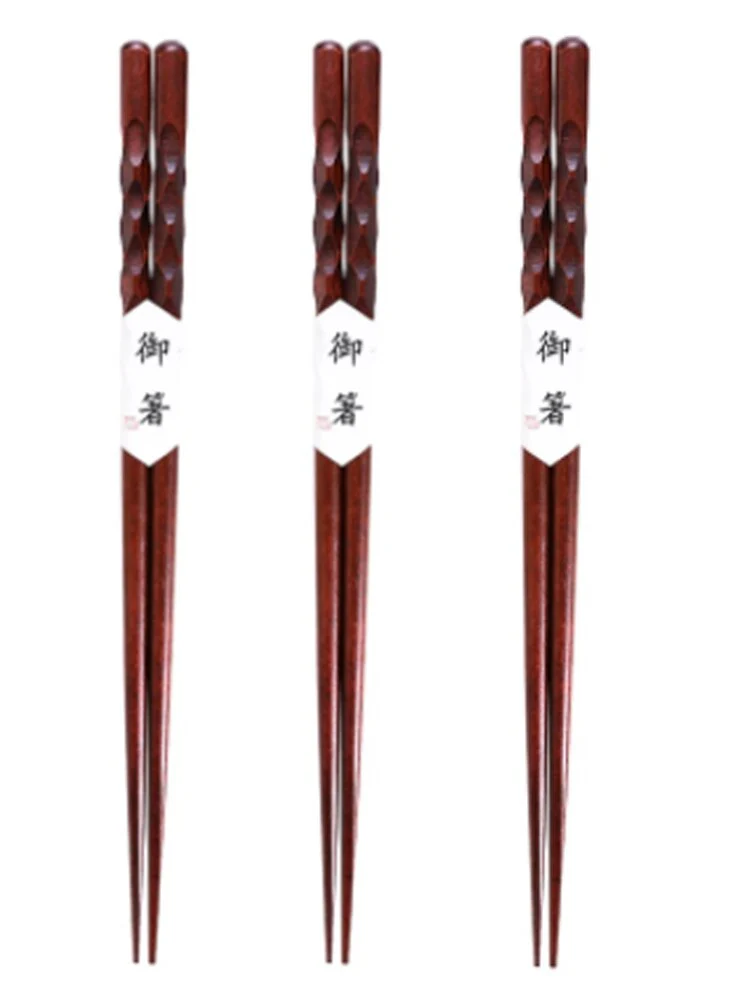 HULIANFU Reusable Natural Wood Chopsticks Red jujube wood Dishwasher Safe Non-slip Elegant Design - Deanwangkt