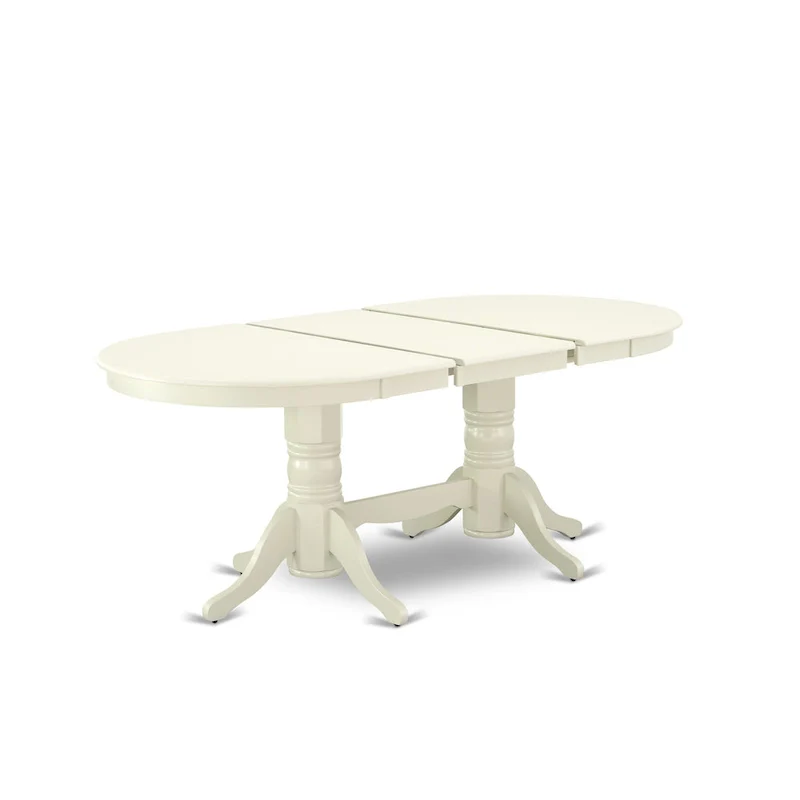 East West Furniture Dining Set- an Oval Dining Table and Wood Seat Chairs, Linen White(Pieces Options)