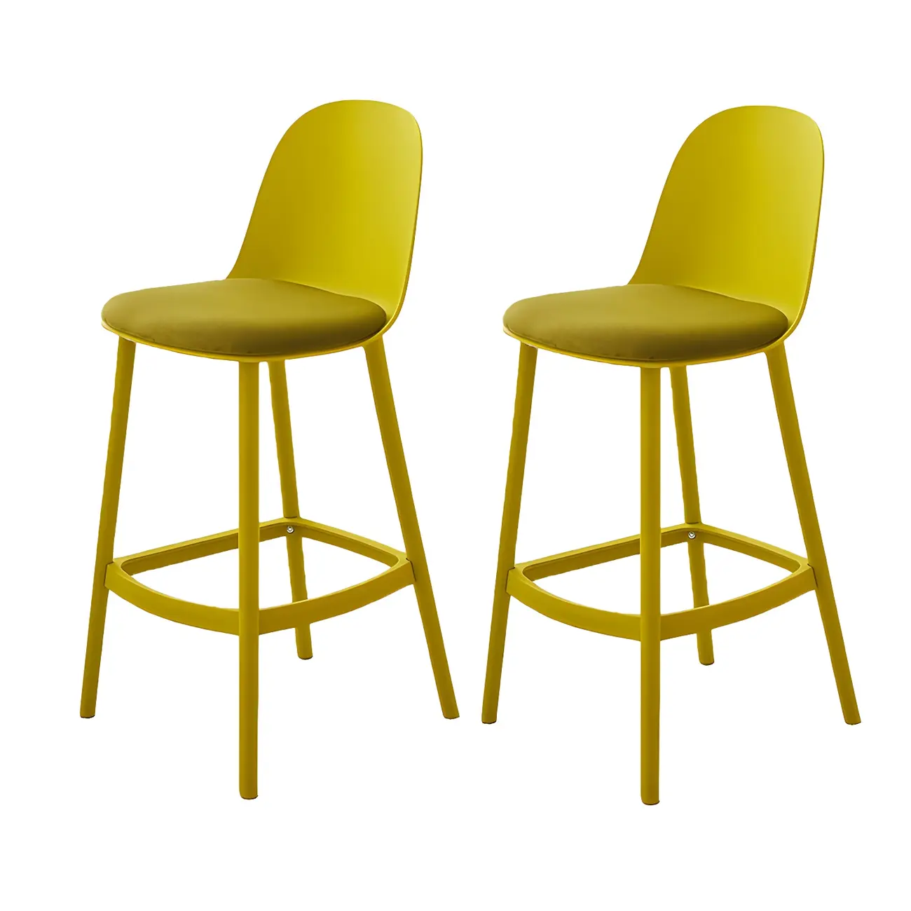 Modern Plastic Upholstered Bar Stool with Footrest