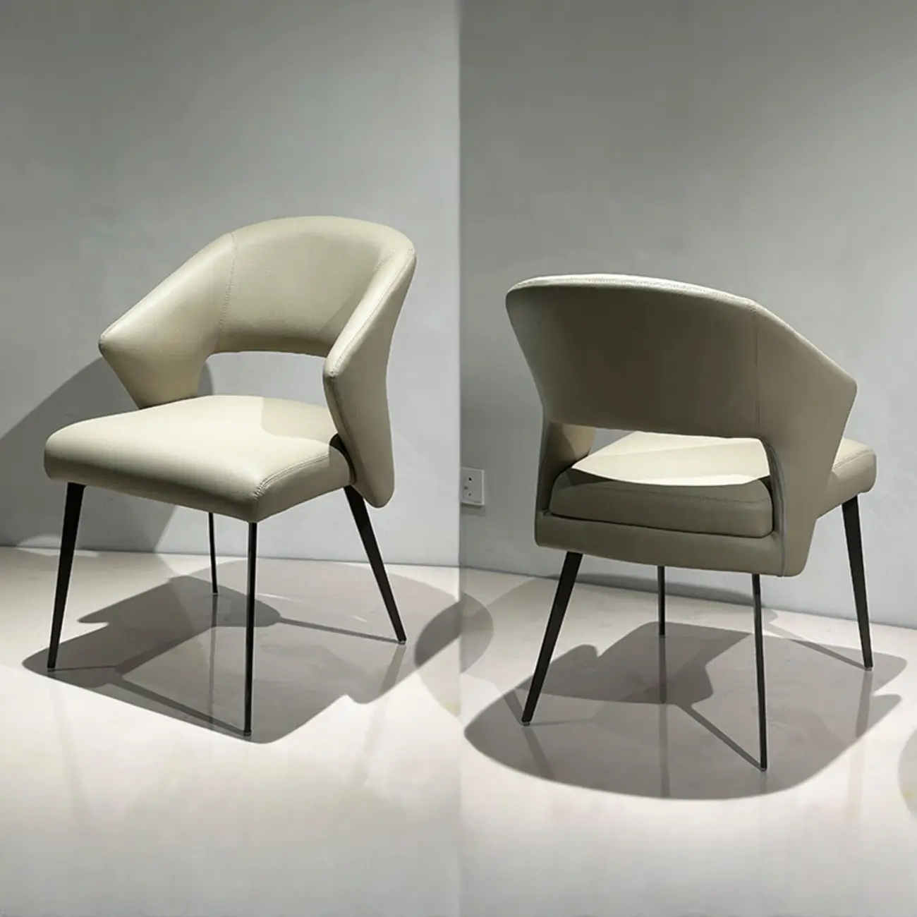 Contemporary Orange Upholstered Dining Chairs Open Back