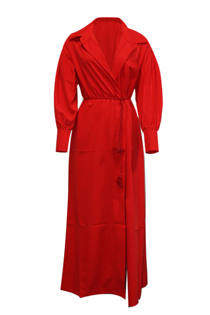 hulianfu Street Elegant Solid Asymmetrical Solid Color Turndown Collar Asymmetrical Dresses - Deanwangkt