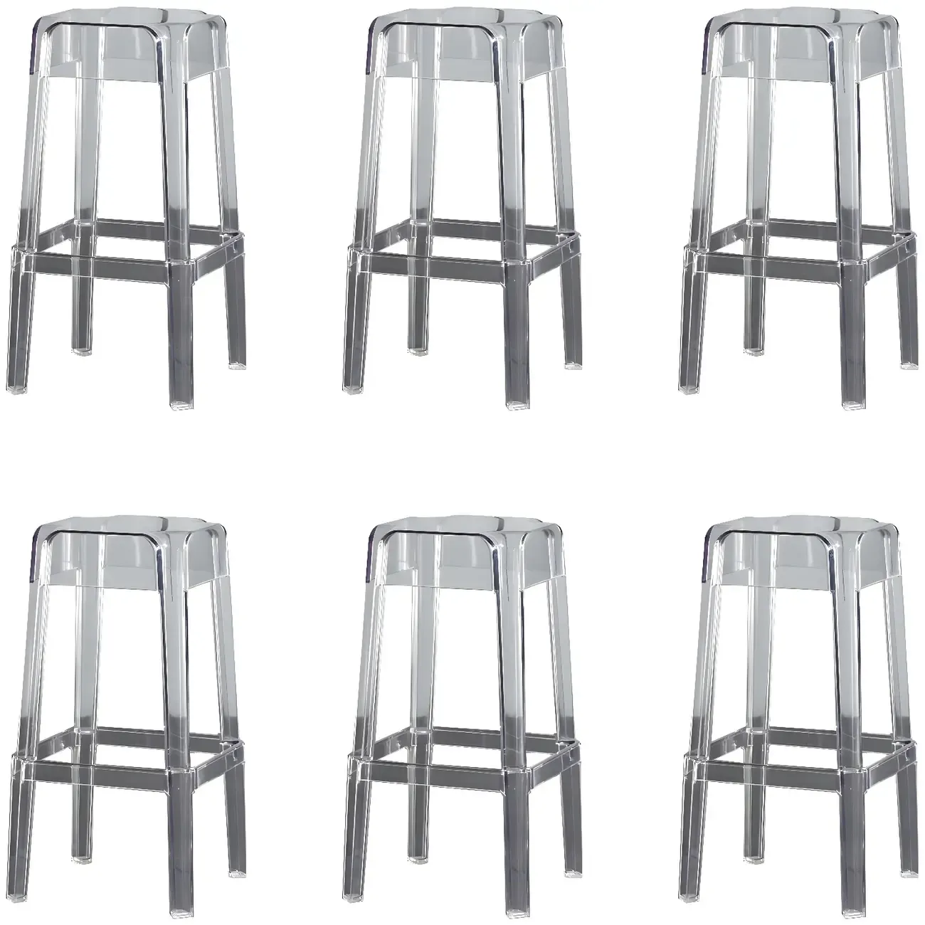 Modern Acrylic Four Legs Square Counter Bar Stool