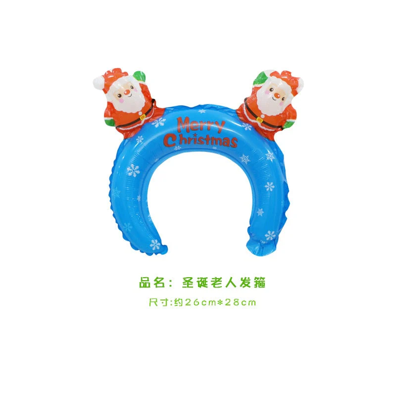 HULIANFU 2026  5pcs Christmas Hair Band Foil Inflate Balloons Santa Claus Snowman Headbands Balloon Kids Christmas Gifts Toys Balloon Balls - Deanwangkt