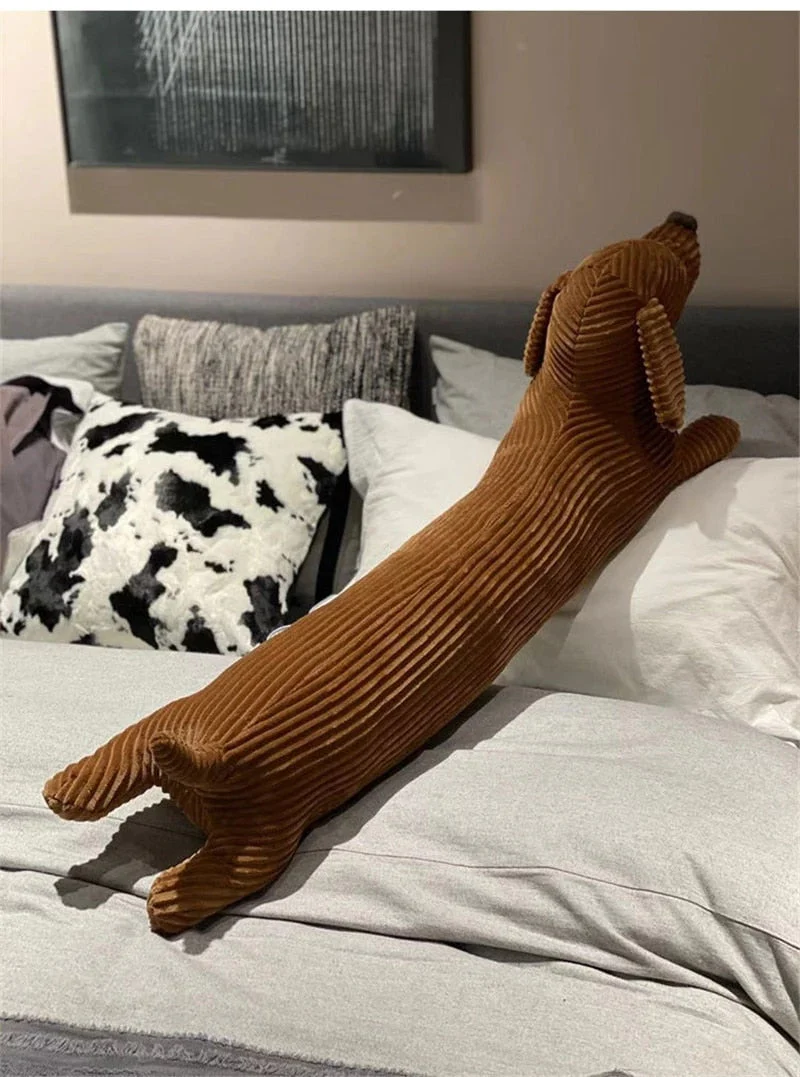 HULIANFU JOYLOVE 55~120cm Dachshund Dog Cushion Lovers Brown Cute British Short-legged Dachshund Dog Pillow Cushion Sofa Gift Plush doll - Deanwangkt