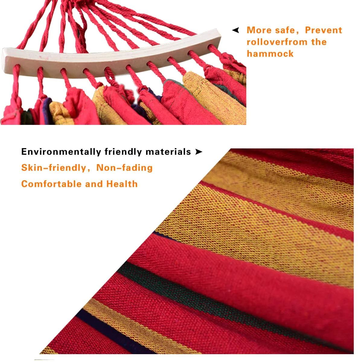 HULIANFU Outdoor Hammock Portable Garden Hammock Sports Home Travel Camping Swing Canvas Stripe Hang Bed Hammock Double Single People - Deanwangkt