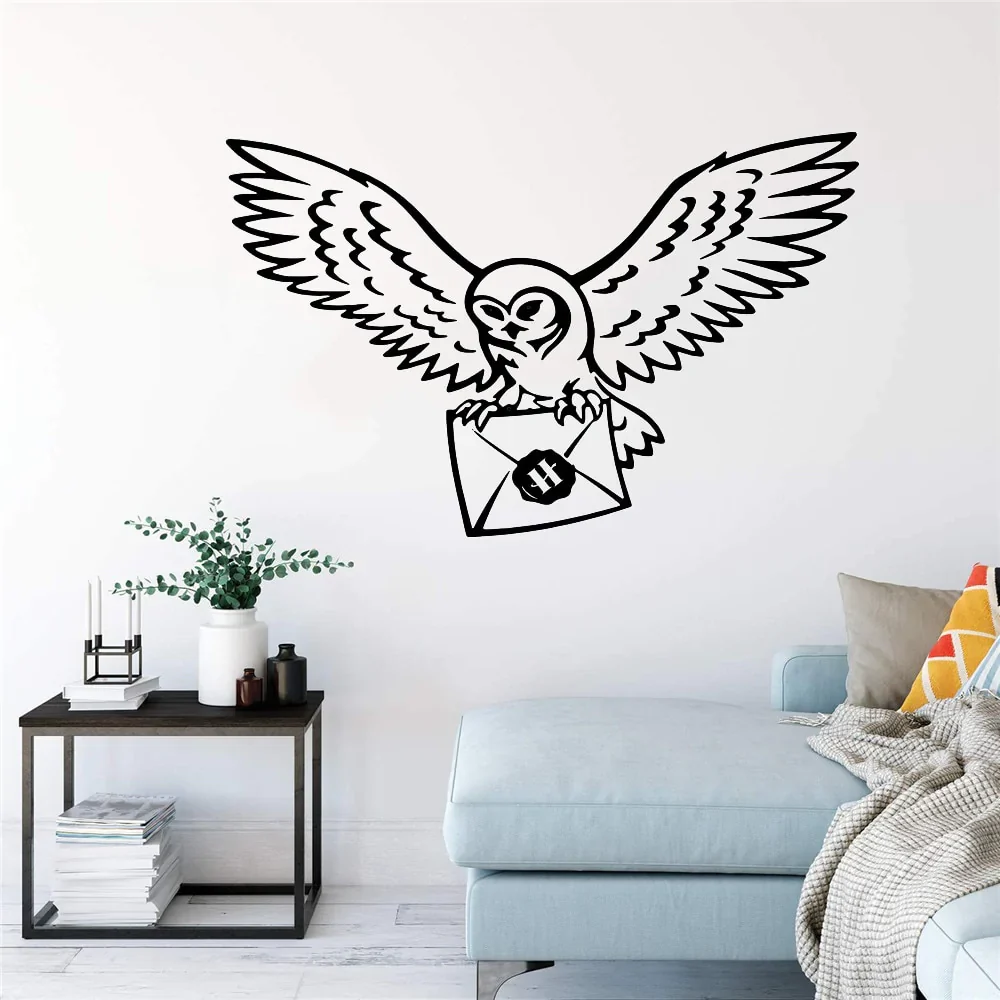 HULIANFU Owl Potter Bird Envelope Wall Sticker Potter Harr Anime Movie Inspiral Quote Wall Decal Bedroom Kids Room Vinyl Decor - Deanwangkt