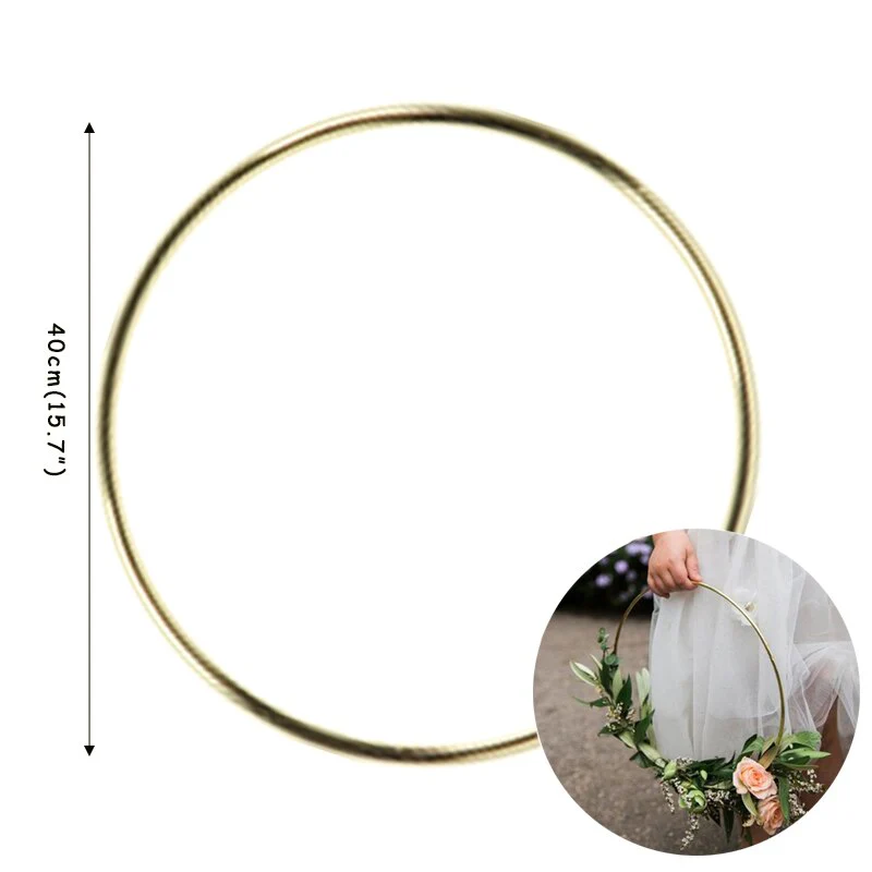HULIANFU Wedding Decoration 10-40cm Rattan Wreath Metal Hoop Wreath Decor Floral Hoop Christmas Decor for Home Hanging Artificial Flower - Deanwangkt