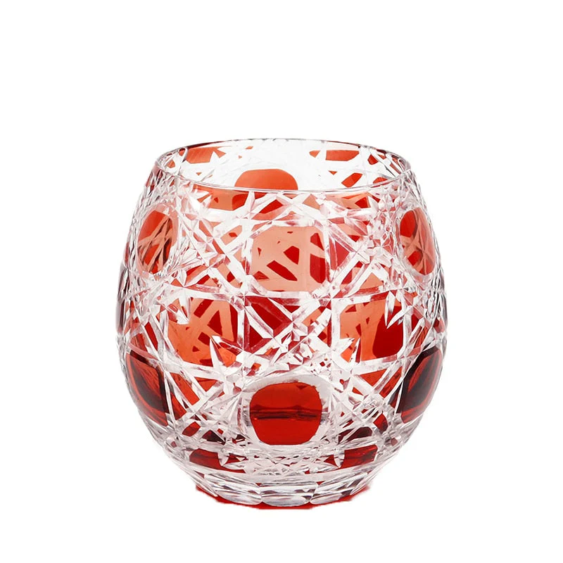 HULIANFU Japanese Edo Kiriko Handmade Wine Glassware Satsuma Kiriko Whisky Glass Sake Cup 8oz Water Cup In Gift Box - Deanwangkt