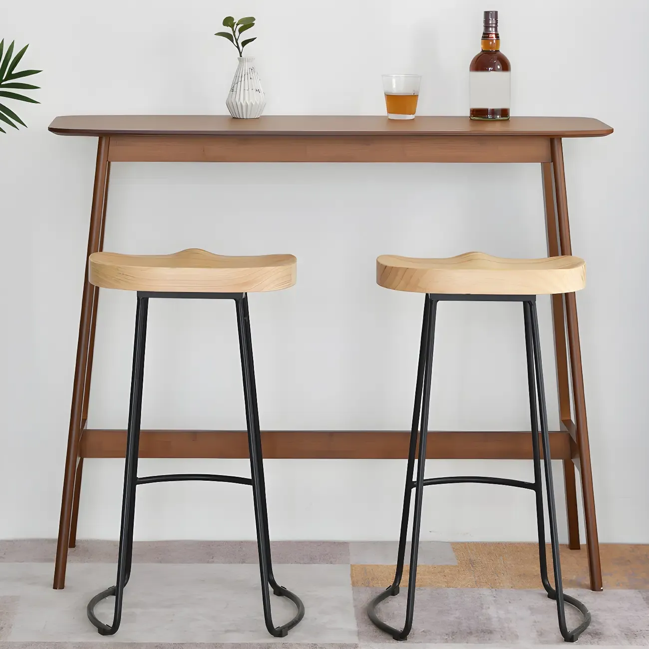 Modern Home Natural Bamboo Trestle Bar Table