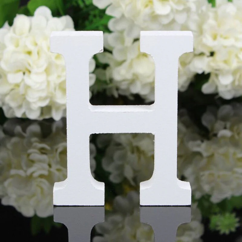 HULIANFU White Wood Letter Alphabet DIY Personalised Name Design Art Crafts Free Standing Xmas Birthday Wedding Party Home Decoration - Deanwangkt