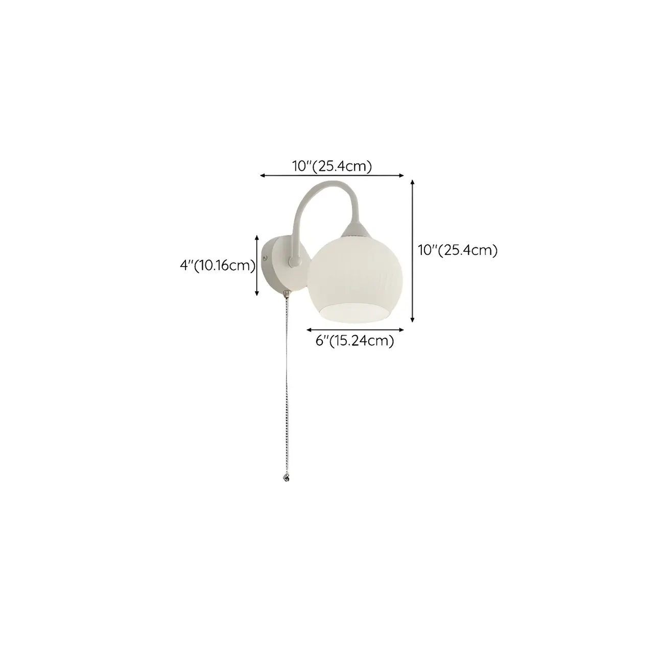 Dome-Shape White Wall Sconce with White Glass Shade