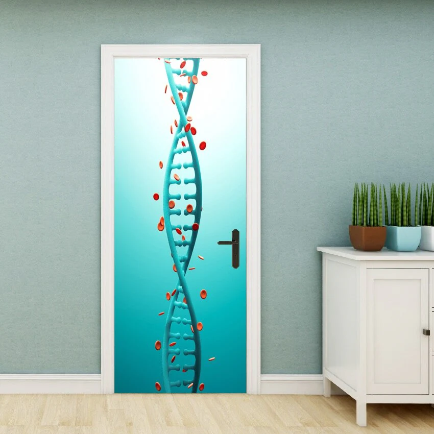 HULIANFU PVC Material Self-adhesive Door Stickers Art Colorful Light Tie-dye Blooming Abstract Home Decor Poster Door Decoration Stickers - Deanwangkt