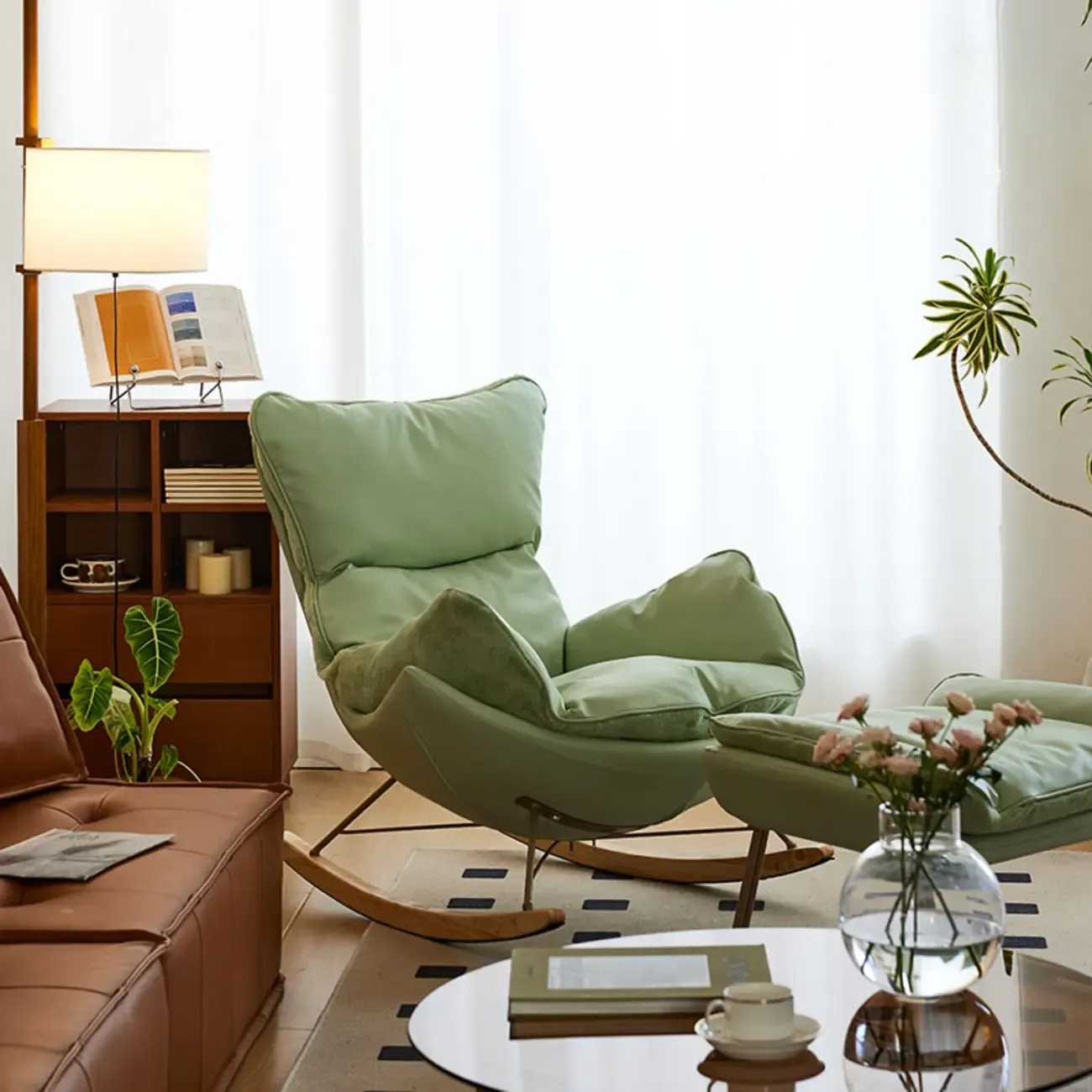 Upholstered Rocking Chair with Optional Ottoman