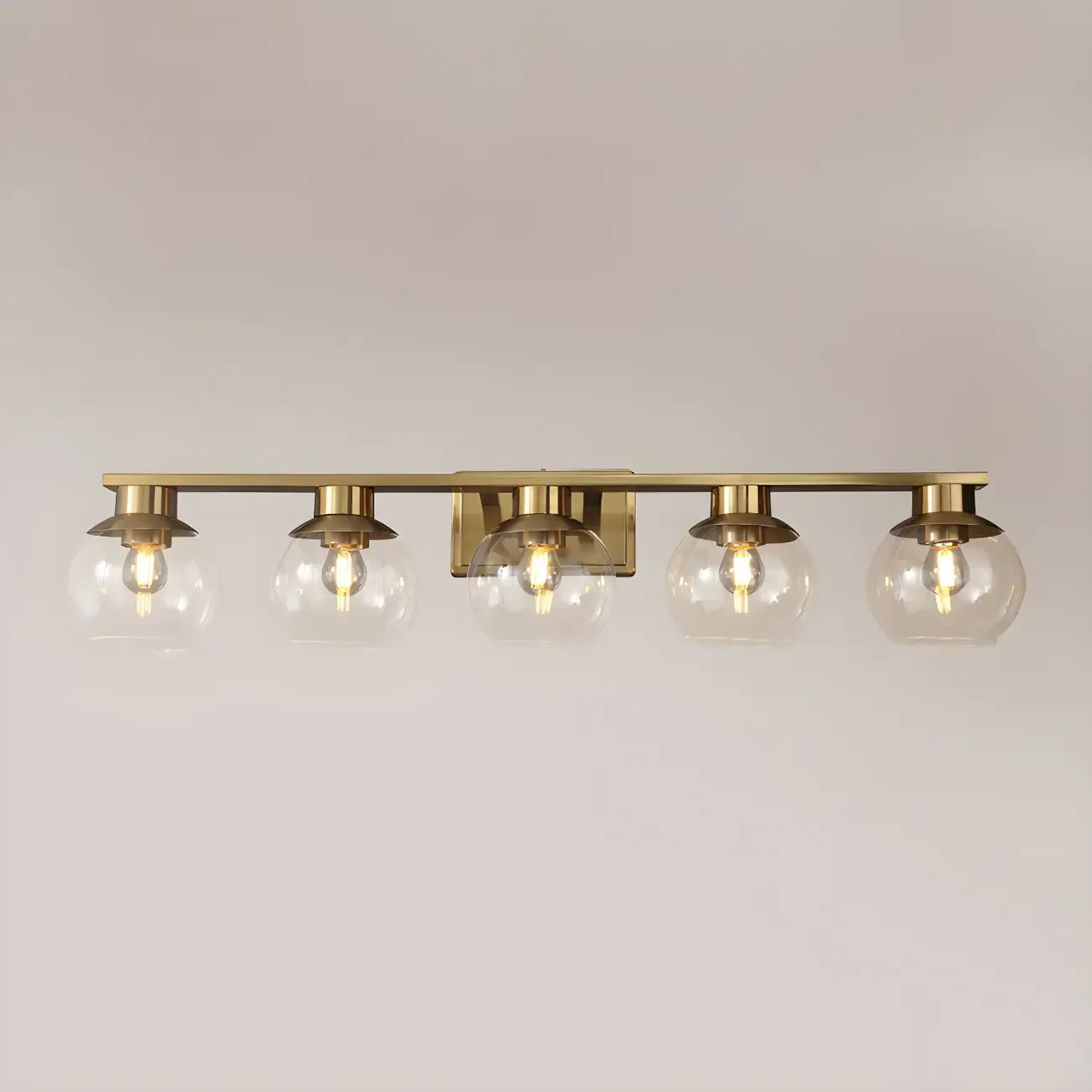 Modern Gold Clear Glass Dome Bathroom Vanity Light