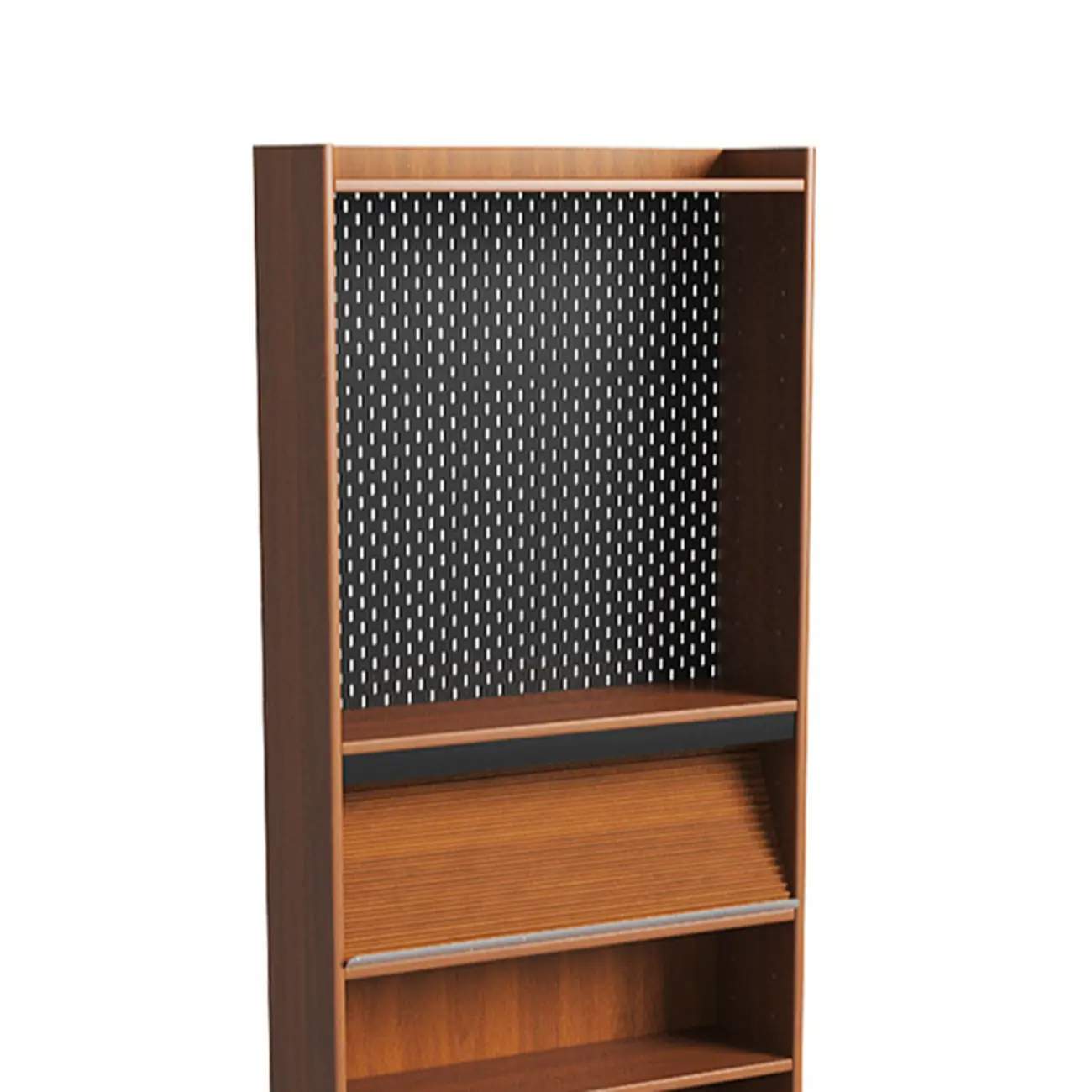 Tall Scandinavian Vertical Walnut Closed Back Wood Bookcase
