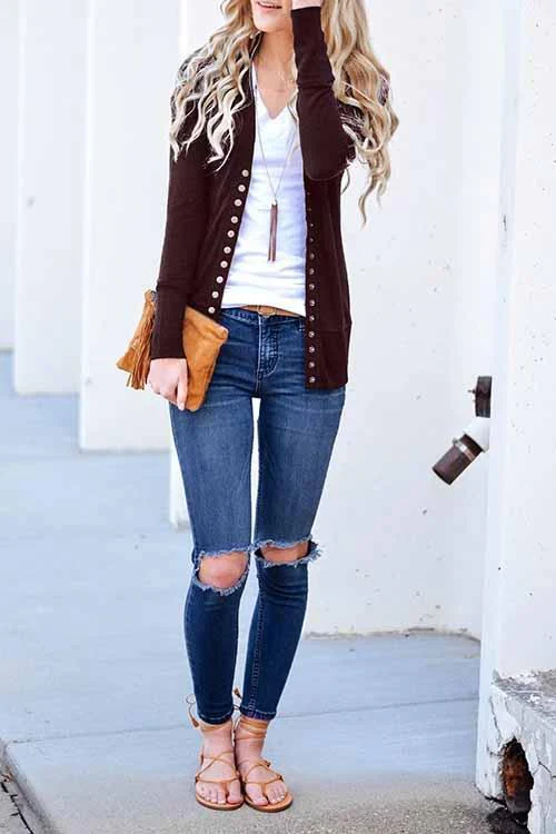 hulianfu hulianfu Long Sleeves Buttons Design Cardigan(7 Colors) - Deanwangkt