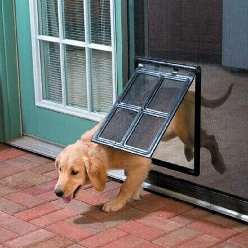 HULIANFU Pet Accessories Two Size Black Dog Gate Quiet Out and In Puppy Cats Door Easy To Install Light Weight Suitable for Large Pets - Deanwangkt
