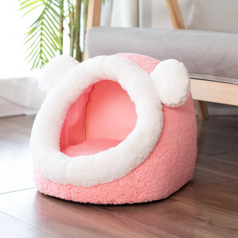 HULIANFU Warm Cozy Pet Bed Dog & Cat Beds House Winter Sleeping Bag Portable Indoor Nest Puppies Tent with Removable Cushion Collapsible - Deanwangkt