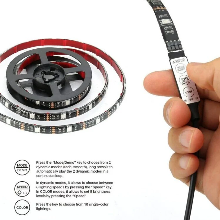 HULIANFU LED Strip Light USB 2835SMD DC 5V Flexible LED Lamp Tape Ribbon RGB 0.5M 1M 2M 3M 4M 5M Backlight - Deanwangkt