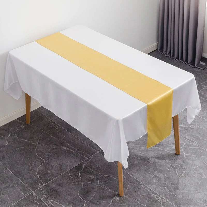 HULIANFU Table Runner Satin Shiny Colour Wedding Decoration Hotel Birthday Party Show Banquet Table Runner - Deanwangkt
