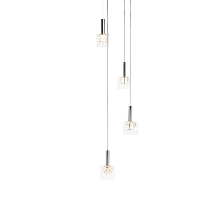 SAFAVIEH Lighting Shakila Pendant - 15.3 x15.3 x52.28-82.28  - Silver/Glass - 15Wx15Dx82H