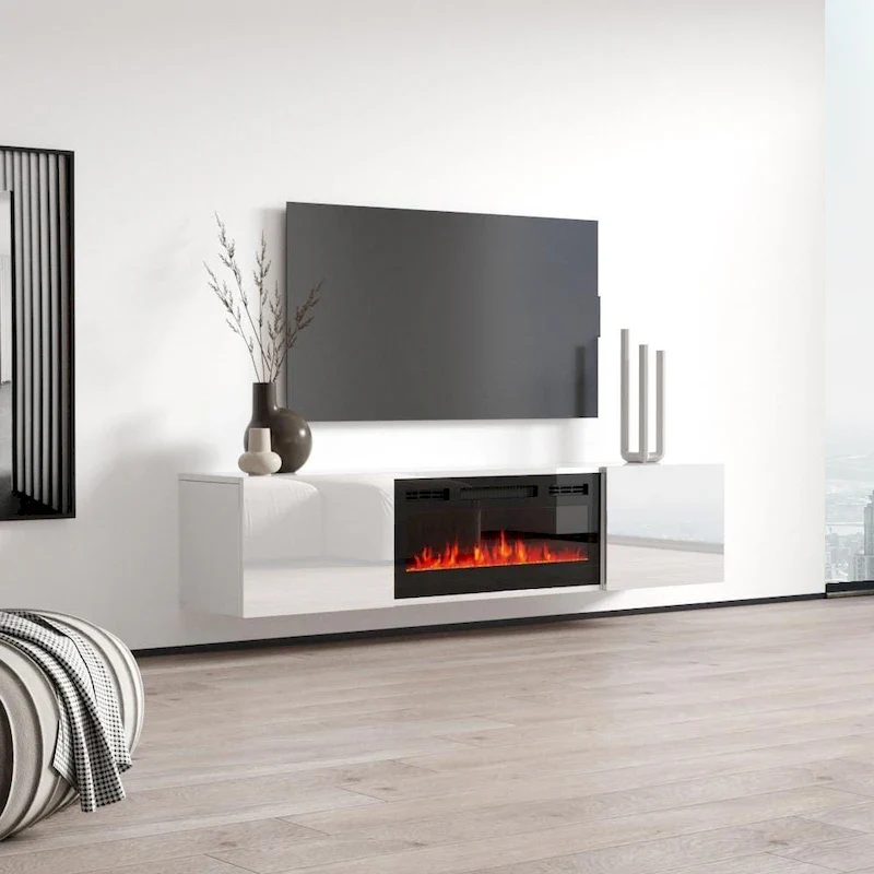 Cali EF Wall Mounted Electric Fireplace Modern 72 TV Stand