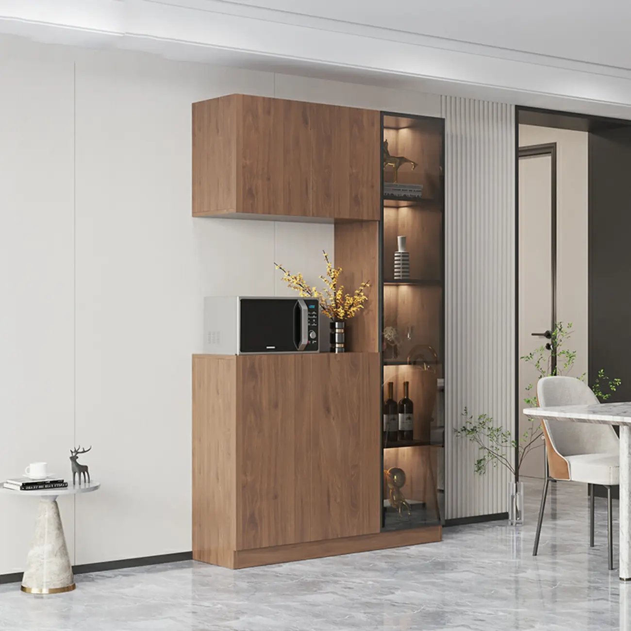 Modern Wooden Sideboard with Drawers & Shelves & Cabinets