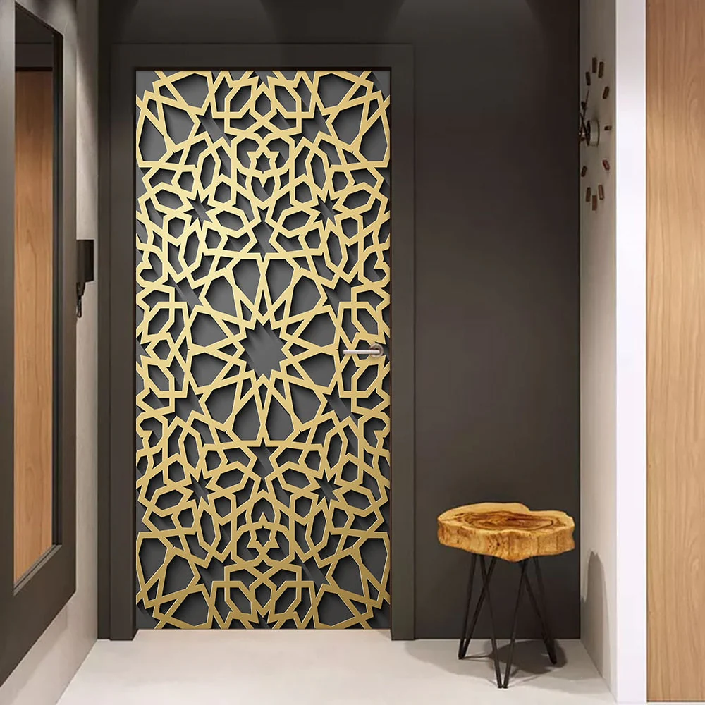 HULIANFU 2026  Simulation Of Gilt Leaves DIY Door Stickers Home Decoration Wall Sticker Kitchen Art Mural Peel & Stick Waterpoof PVC Wallpaper - Deanwangkt