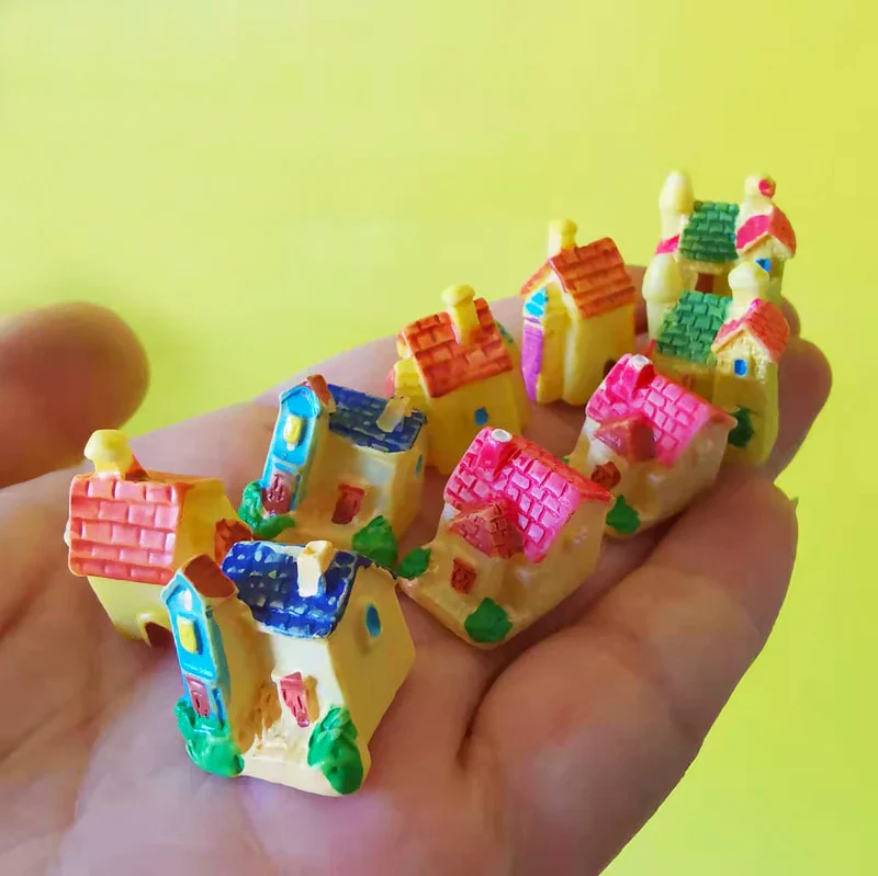 HULIANFU New~9 pcs mini house/little trees/miniatures cottage/shabby /cute/ fairy garden/gnome/moss terrarium home decor/crafts supplies - Deanwangkt
