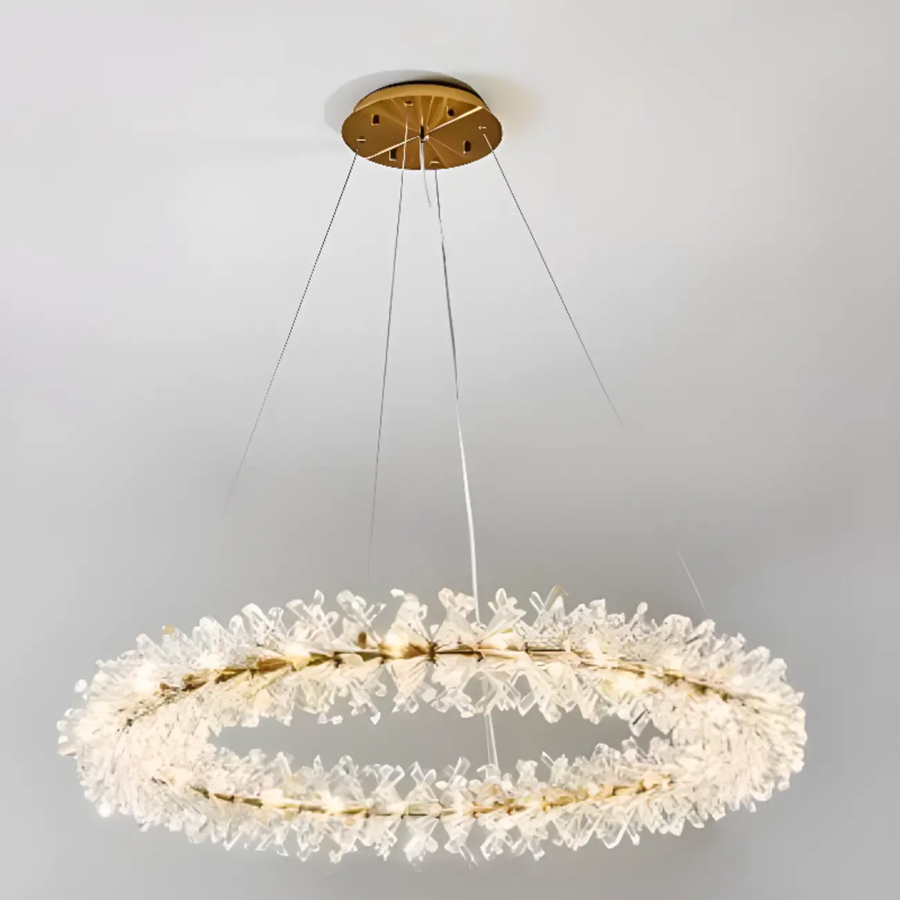 Gold Circular Crystal Chandelier Modern Design Light
